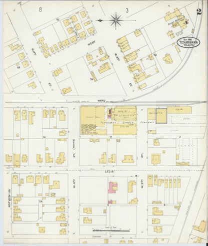 Sanborn Fire Insurance Map from Texarkana, Bowie County, Texas (1905), Sheet #0002 - Complete Map Set gallery image, historic Sanborn map, vintage wall art, Texas Texas