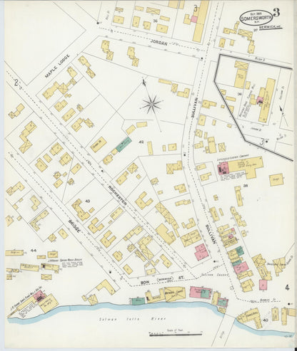 Sanborn Fire Insurance Map from Somersworth, Strafford County, New Hampshire (1905), Sheet #0003 - Complete Map Set gallery image, historic Sanborn map, vintage wall art, Maine Maine