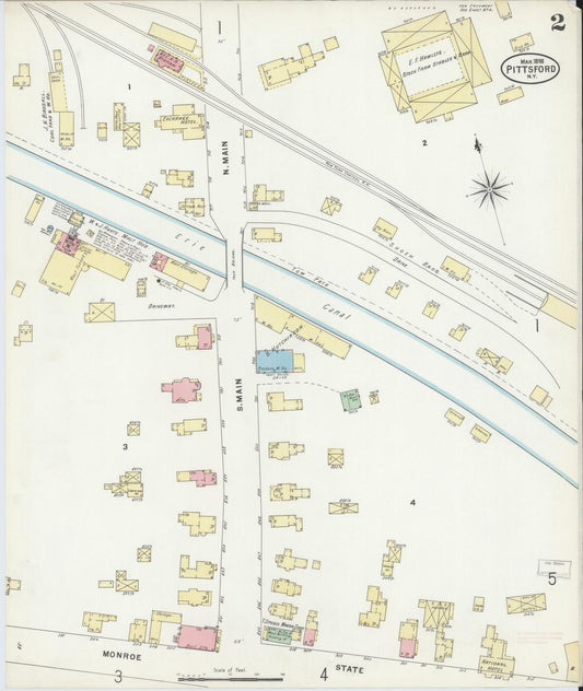 Sanborn Fire Insurance Map from Pittsford, Monroe County, New York (1898), Sheet #0002 - Historic Sanborn Fire Insurance Map Print, vintage old map wall art, antique decor, genealogy gift, New York New York map
