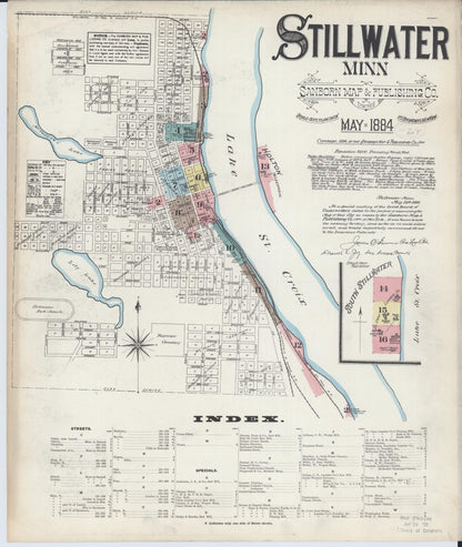 Sanborn Fire Insurance Map from Stillwater, Washington County, Minnesota (1884), Sheet #0001 - Complete Map Set gallery image, historic Sanborn map, vintage wall art, Minnesota Minnesota