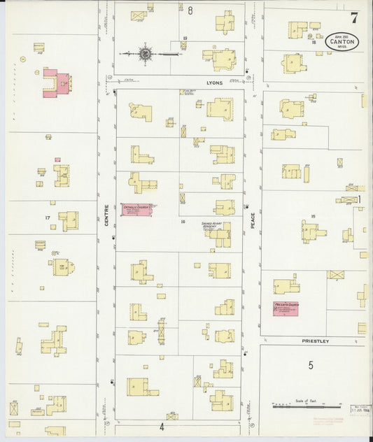 Sanborn Fire Insurance Map from Canton, Madison County, Mississippi (1911), Sheet #0007 - Historic Sanborn Fire Insurance Map Print, vintage old map wall art, antique decor, genealogy gift, Mississippi Mississippi map