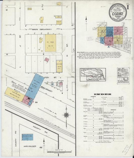Sanborn Fire Insurance Map from Cozad, Dawson County, Nebraska (1920), Sheet #0001 - Complete Map Set gallery image, historic Sanborn map, vintage wall art, Nebraska Nebraska