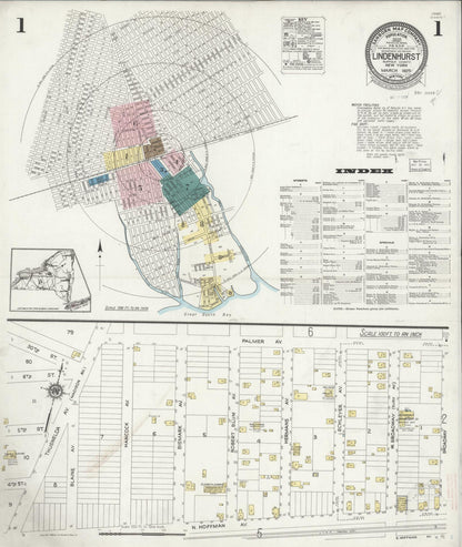 Sanborn Fire Insurance Map from Lindenhurst, Suffolk County, New York (1925), Sheet #0001 - Complete Map Set gallery image, historic Sanborn map, vintage wall art, New York New York