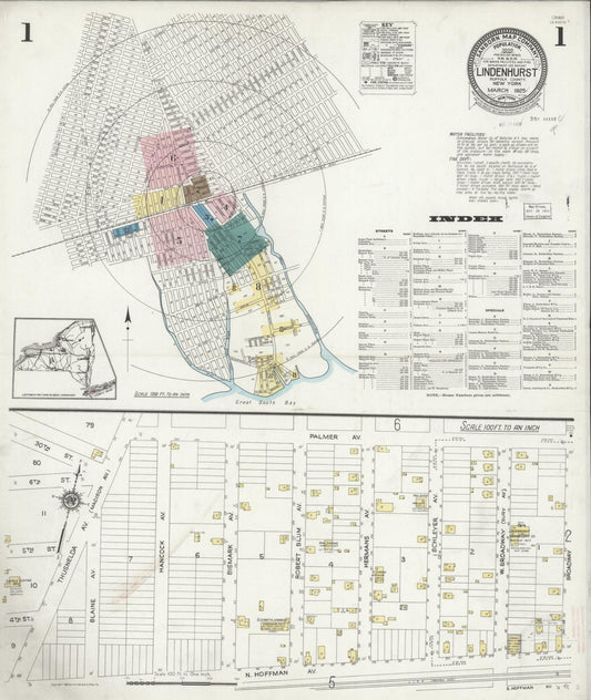Sanborn Fire Insurance Map from Lindenhurst, Suffolk County, New York (1925), Sheet #0001 - Complete Map Set gallery image, historic Sanborn map, vintage wall art, New York New York