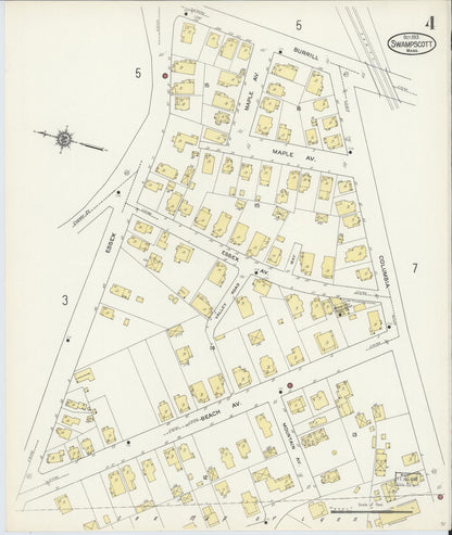 Sanborn Fire Insurance Map from Swampscott, Essex County, Massachusetts (1913), Sheet #0004 - Complete Map Set gallery image, historic Sanborn map, vintage wall art, Massachusetts Massachusetts