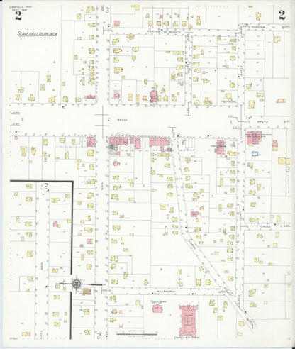 Sanborn Fire Insurance Map from Canfield, Mahoning County, Ohio (1937), Sheet #0002 - Historic Sanborn Fire Insurance Map Print, vintage old map wall art, antique decor, genealogy gift, Ohio Ohio map