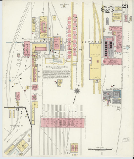 Sanborn Fire Insurance Map from Marquette, Marquette County, Michigan (1917), Sheet #0023 - Historic Sanborn Fire Insurance Map Print, vintage old map wall art, antique decor, genealogy gift, Michigan Michigan map
