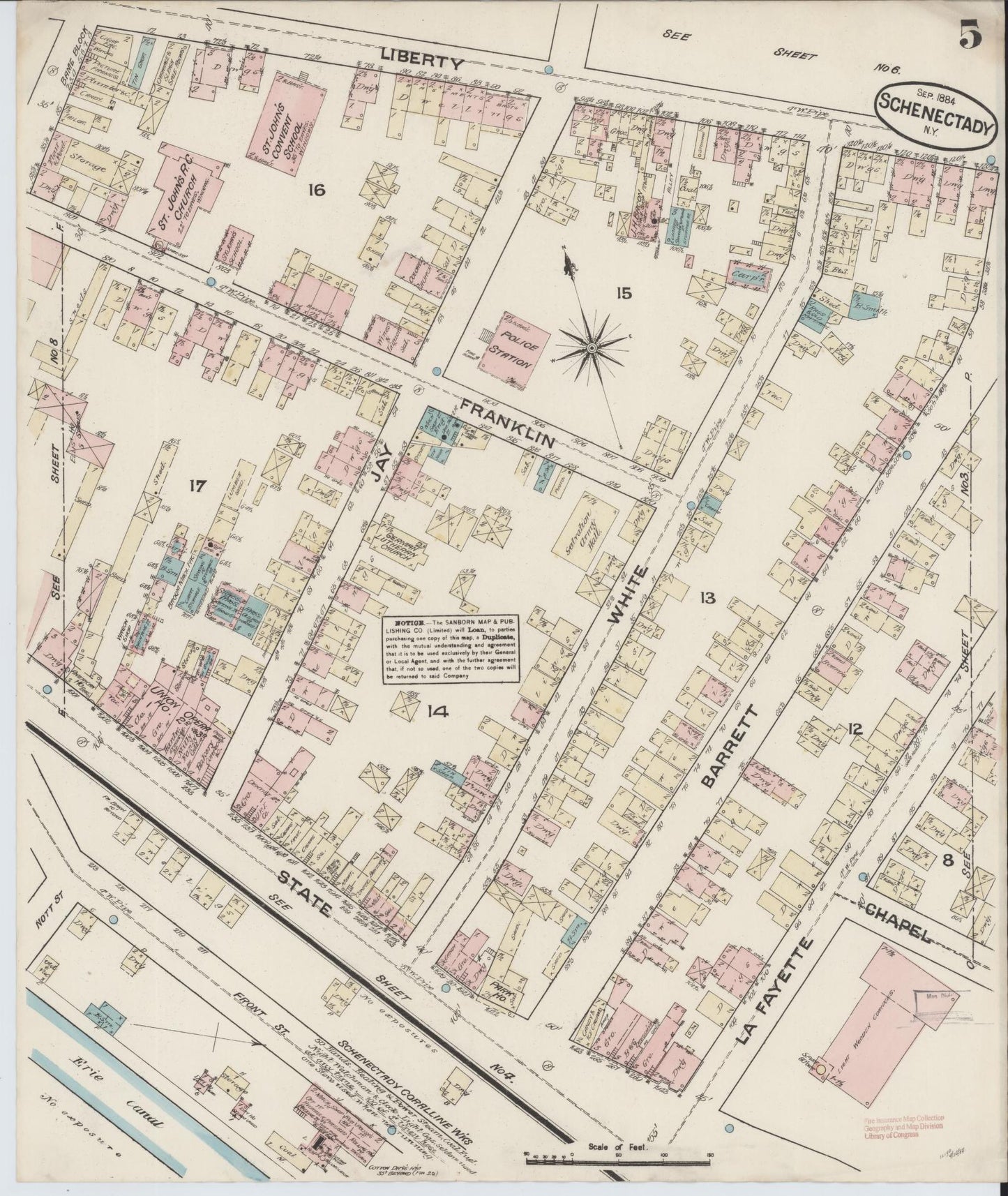 Sanborn Fire Insurance Map from Schenectady, Schenectady County, New York (1884), Sheet #0005 - Complete Map Set gallery image, historic Sanborn map, vintage wall art, New York New York