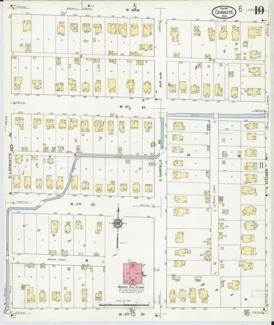 Sanborn Fire Insurance Map from Chanute, Neosho County, Kansas (1911), Sheet #0010 - Historic Sanborn Fire Insurance Map Print, vintage old map wall art, antique decor, genealogy gift, Kansas Kansas map