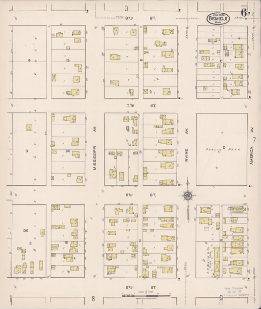 Sanborn Fire Insurance Map from Bemidji, Beltrami County, Minnesota (1922), Sheet #0006 - Historic Sanborn Fire Insurance Map Print, vintage old map wall art, antique decor, genealogy gift, Minnesota Minnesota map