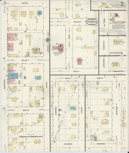 Sanborn Fire Insurance Map from Tremont, Tazewell County, Illinois (1914), Sheet #0002 - Historic Sanborn Fire Insurance Map Print, vintage old map wall art, antique decor, genealogy gift, Illinois Illinois map