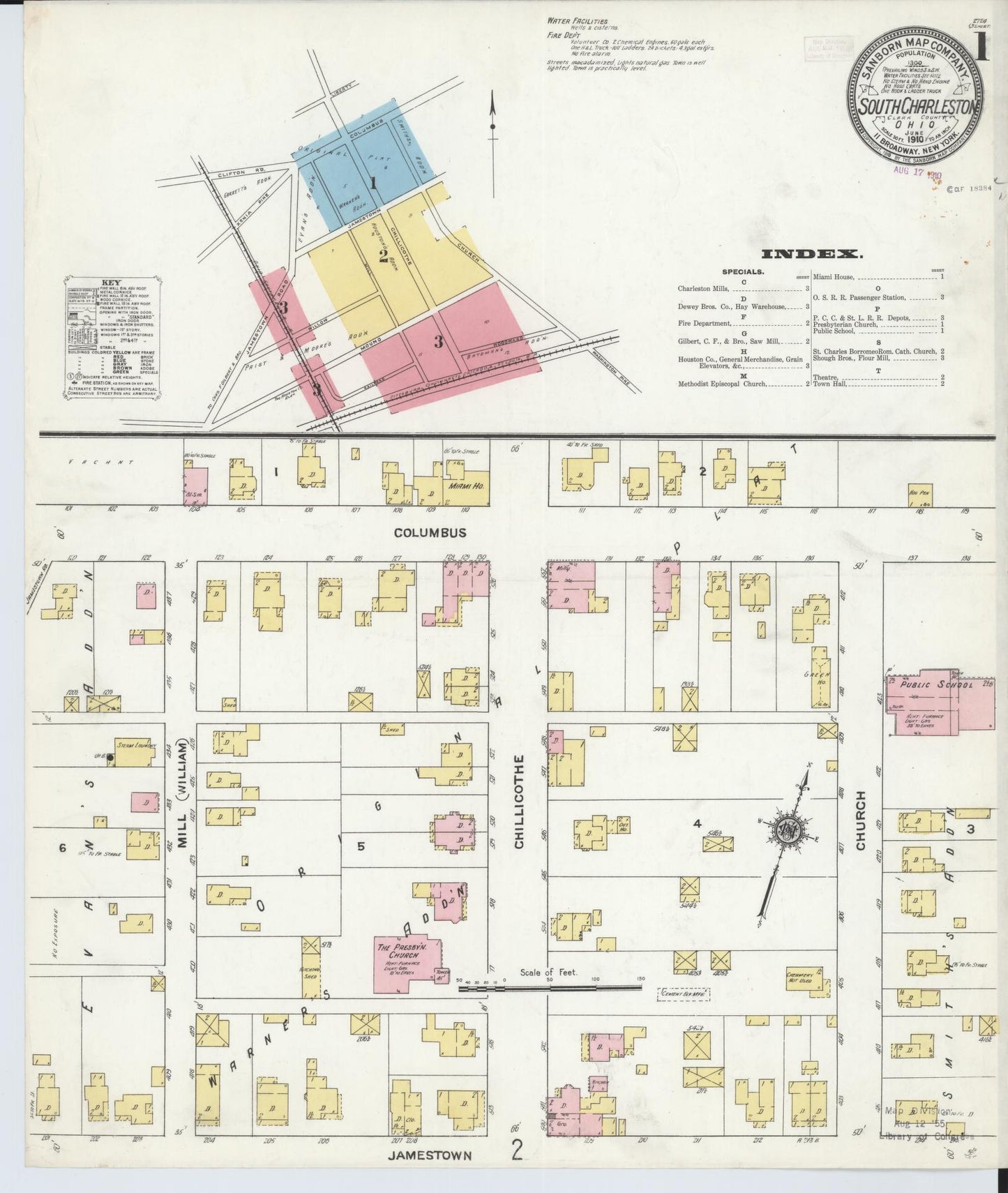 Sanborn Fire Insurance Map from South Charleston, Clark County, Ohio (1910), Sheet #0001 - Complete Map Set gallery image, historic Sanborn map, vintage wall art, Ohio Ohio