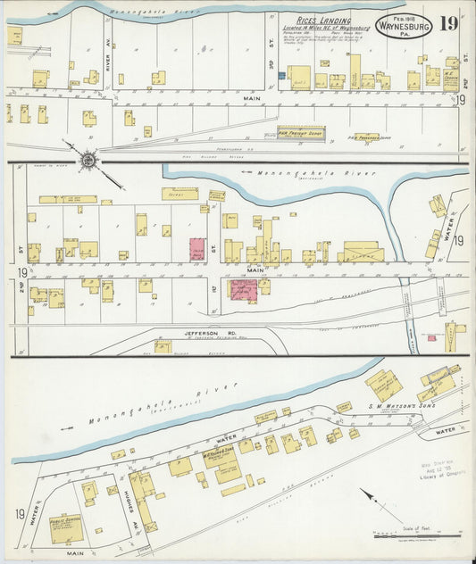 Sanborn Fire Insurance Map from Waynesburg, Greene County, Pennsylvania (1918), Sheet #0019 - Historic Sanborn Fire Insurance Map Print, vintage old map wall art, antique decor, genealogy gift, Pennsylvania Pennsylvania map