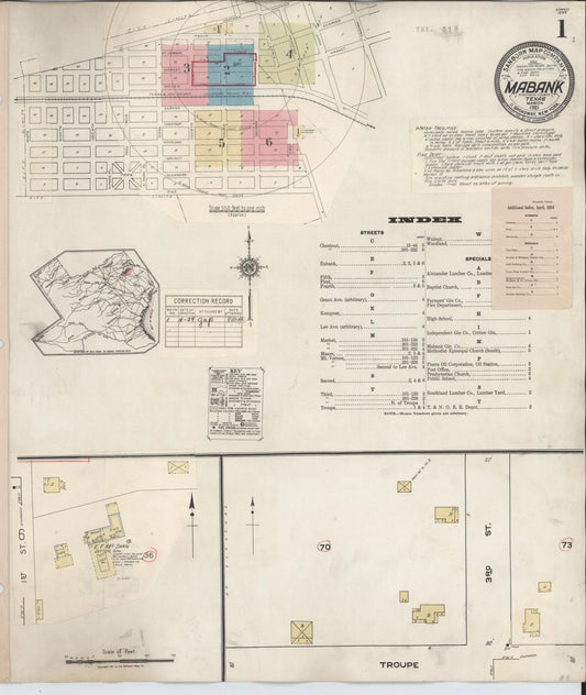 Sanborn Fire Insurance Map from Mabank, Kaufman County, Texas (1934), Sheet #0001 - Historic Sanborn Fire Insurance Map Print, vintage old map wall art, antique decor, genealogy gift, Texas Texas map