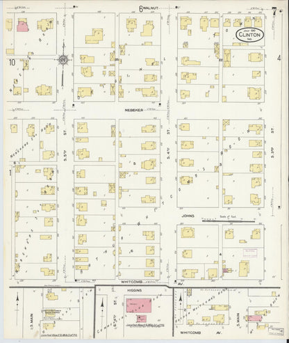Sanborn Fire Insurance Map from Clinton, Vermillion County, Indiana (1910), Sheet #0007 - Historic Sanborn Fire Insurance Map Print, vintage old map wall art, antique decor, genealogy gift, Indiana Indiana map