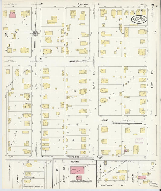 Sanborn Fire Insurance Map from Clinton, Vermillion County, Indiana (1910), Sheet #0007 - Historic Sanborn Fire Insurance Map Print, vintage old map wall art, antique decor, genealogy gift, Indiana Indiana map