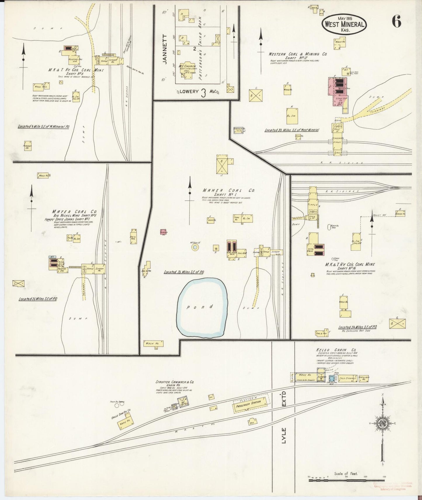 Sanborn Fire Insurance Map from West Mineral, Cherokee County, Kansas (1915), Sheet #0006 - Complete Map Set gallery image, historic Sanborn map, vintage wall art, Kansas Kansas