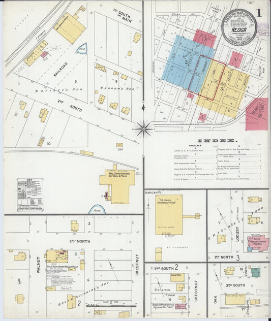 Sanborn Fire Insurance Map from Neoga, Cumberland County, Illinois (1905), Sheet #0001 - Complete Map Set gallery image, historic Sanborn map, vintage wall art, Illinois Illinois