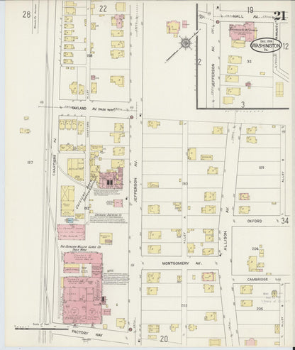 Sanborn Fire Insurance Map from Washington, Washington County, Pennsylvania (1914), Sheet #0021 - Complete Map Set gallery image, historic Sanborn map, vintage wall art, Sanborn Fire Insurance Map from Washington Washington