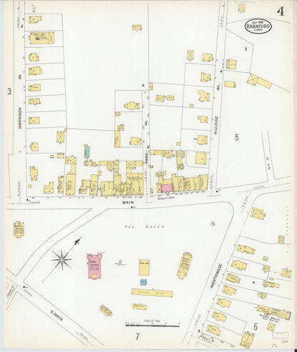 Sanborn Fire Insurance Map from Branford, New Haven County, Connecticut (1908), Sheet #0004 - Complete Map Set gallery image, historic Sanborn map, vintage wall art, Connecticut Connecticut