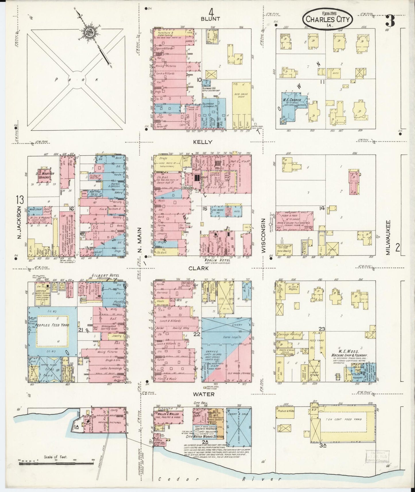 Sanborn Fire Insurance Map from Charles City, Floyd County, Iowa (1915), Sheet #0003 - Historic Sanborn Fire Insurance Map Print