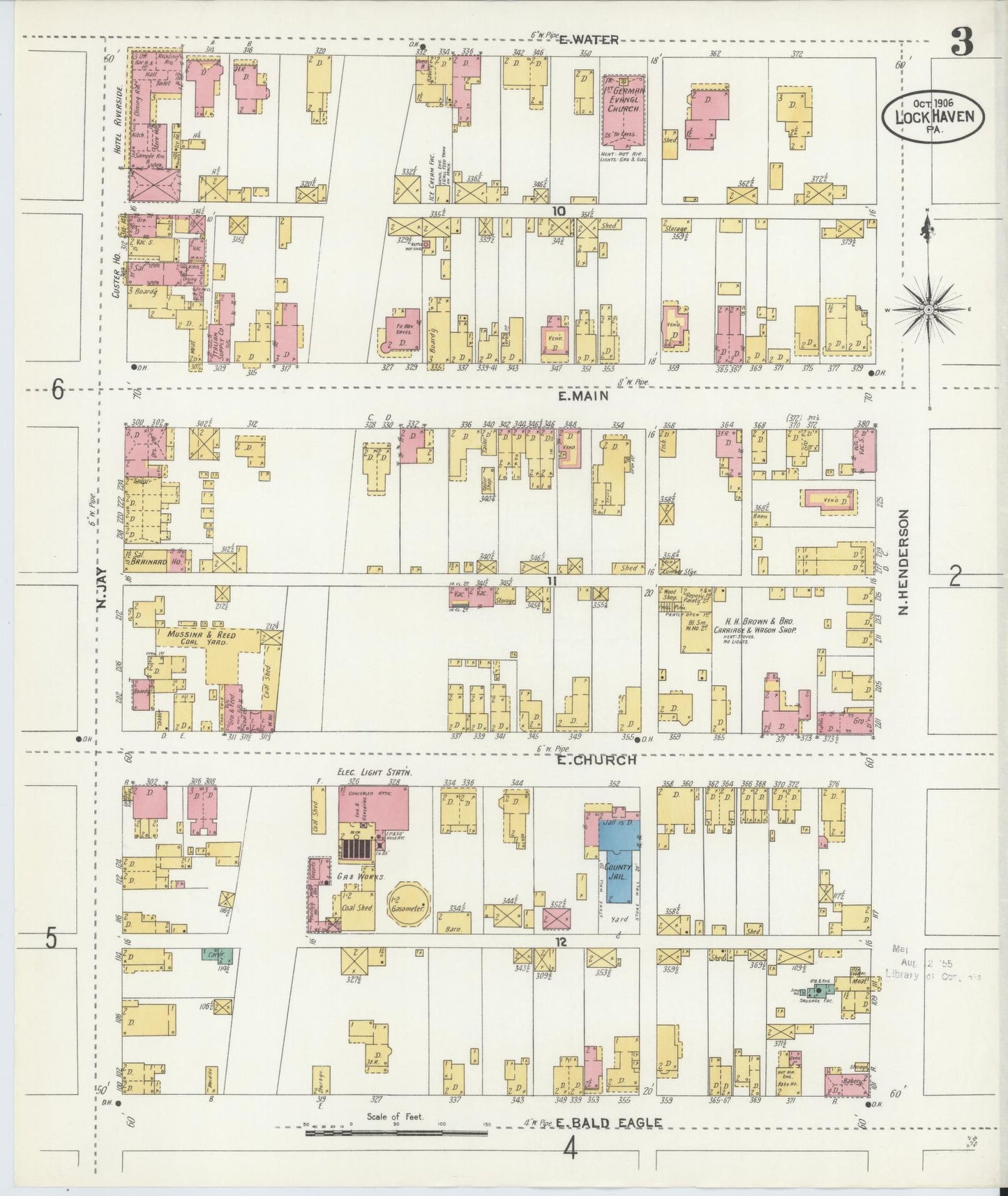 Sanborn Fire Insurance Map from Lock Haven, Clinton County, Pennsylvania (1906), Sheet #0003 - Historic Sanborn Fire Insurance Map Print, vintage old map wall art, antique decor, genealogy gift, Pennsylvania Pennsylvania map