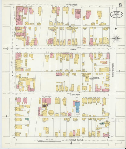 Sanborn Fire Insurance Map from Lock Haven, Clinton County, Pennsylvania (1906), Sheet #0003 - Historic Sanborn Fire Insurance Map Print, vintage old map wall art, antique decor, genealogy gift, Pennsylvania Pennsylvania map
