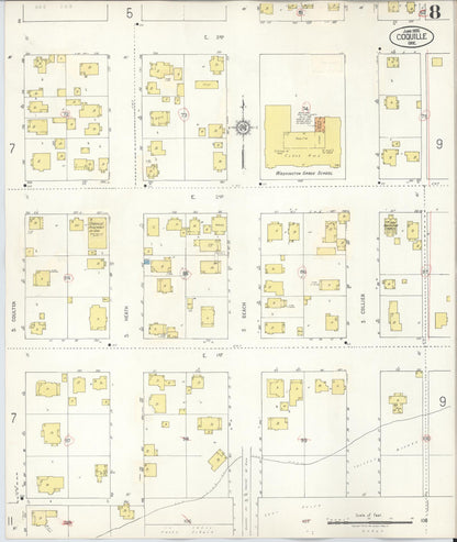 Sanborn Fire Insurance Map from Coquille, Coos County, Oregon (1945), Sheet #0008 - Complete Map Set gallery image, historic Sanborn map, vintage wall art, Oregon Oregon