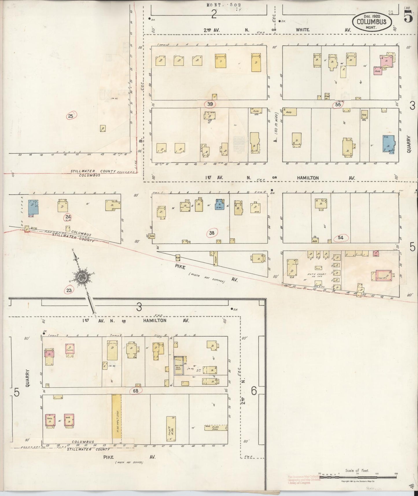 Sanborn Fire Insurance Map from Columbus, Stillwater County, Montana (1942), Sheet #0005 - Historic Sanborn Fire Insurance Map Print, vintage old map wall art, antique decor, genealogy gift, Montana Montana map