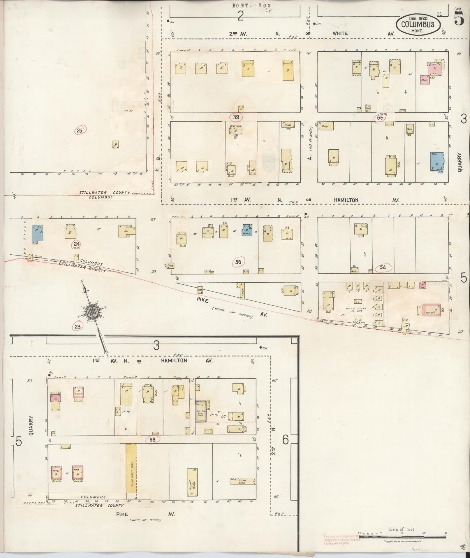 Sanborn Fire Insurance Map from Columbus, Stillwater County, Montana (1942), Sheet #0005 - Historic Sanborn Fire Insurance Map Print, vintage old map wall art, antique decor, genealogy gift, Montana Montana map