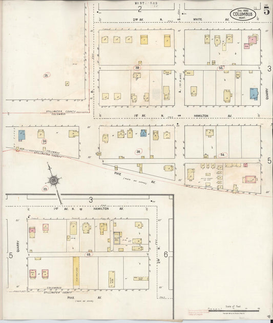 Sanborn Fire Insurance Map from Columbus, Stillwater County, Montana (1942), Sheet #0005 - Historic Sanborn Fire Insurance Map Print, vintage old map wall art, antique decor, genealogy gift, Montana Montana map