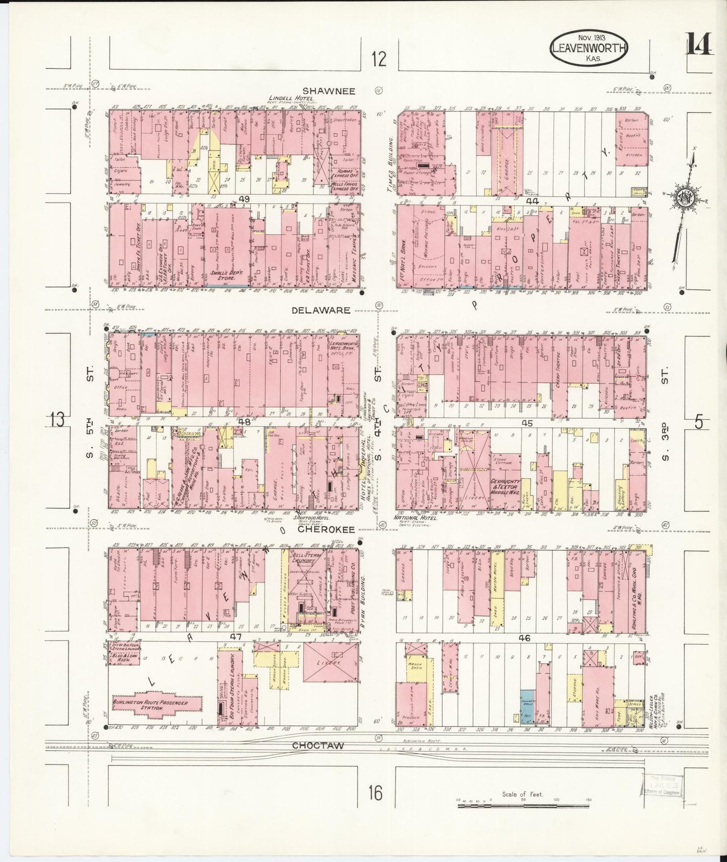 Sanborn Fire Insurance Map from Leavenworth, Leavenworth County, Kansas (1913), Sheet #0015 - Historic Sanborn Fire Insurance Map Print, vintage old map wall art, antique decor, genealogy gift, Kansas Kansas map