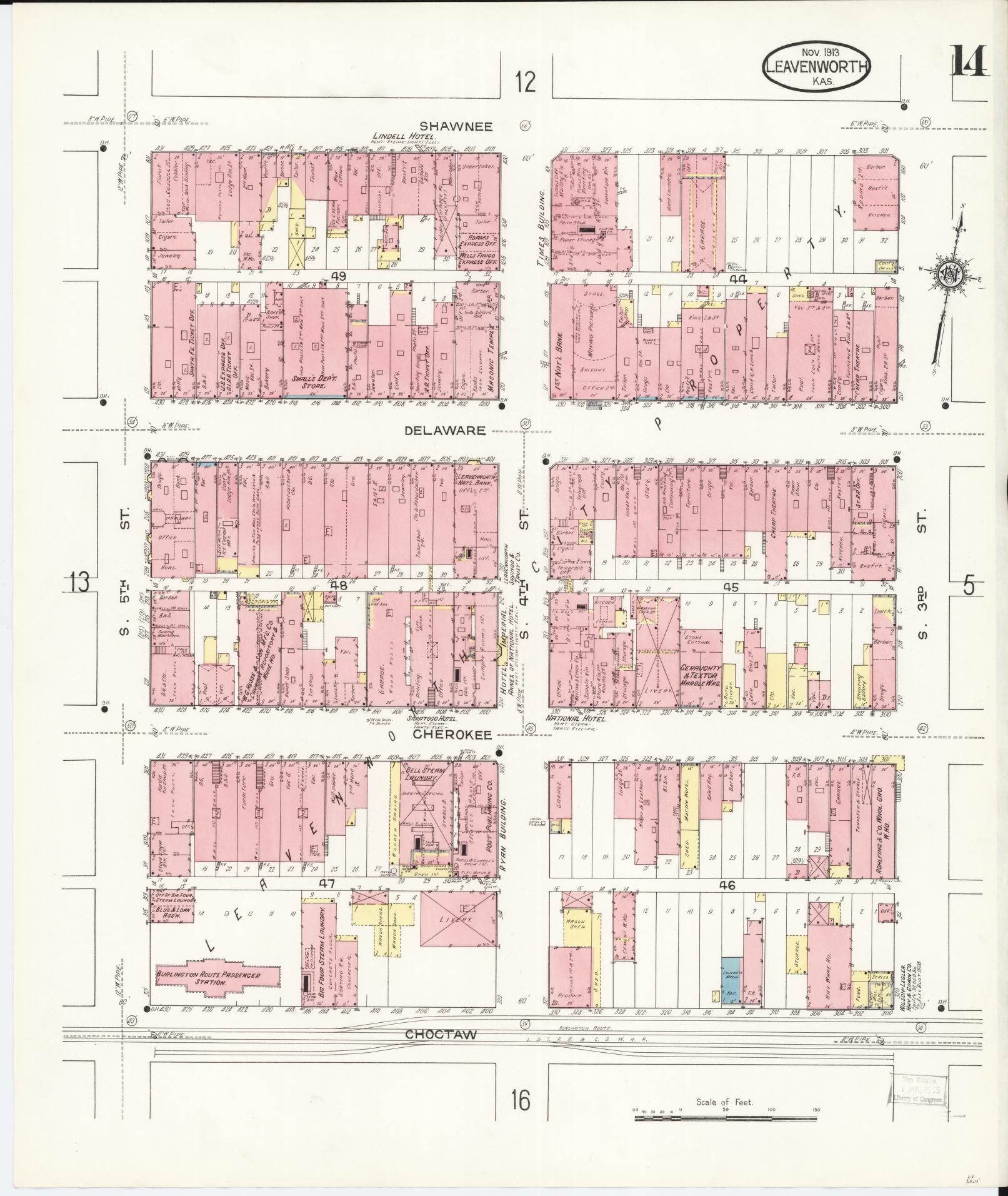 Sanborn Fire Insurance Map from Leavenworth, Leavenworth County, Kansas (1913), Sheet #0015 - Historic Sanborn Fire Insurance Map Print, vintage old map wall art, antique decor, genealogy gift, Kansas Kansas map