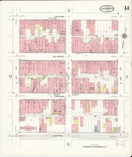 Sanborn Fire Insurance Map from Leavenworth, Leavenworth County, Kansas (1913), Sheet #0015 - Historic Sanborn Fire Insurance Map Print, vintage old map wall art, antique decor, genealogy gift, Kansas Kansas map