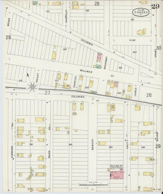 Sanborn Fire Insurance Map from Cohoes, Albany County, New York (1896), Sheet #0029 - Historic Sanborn Fire Insurance Map Print, vintage old map wall art, antique decor, genealogy gift, New York New York map