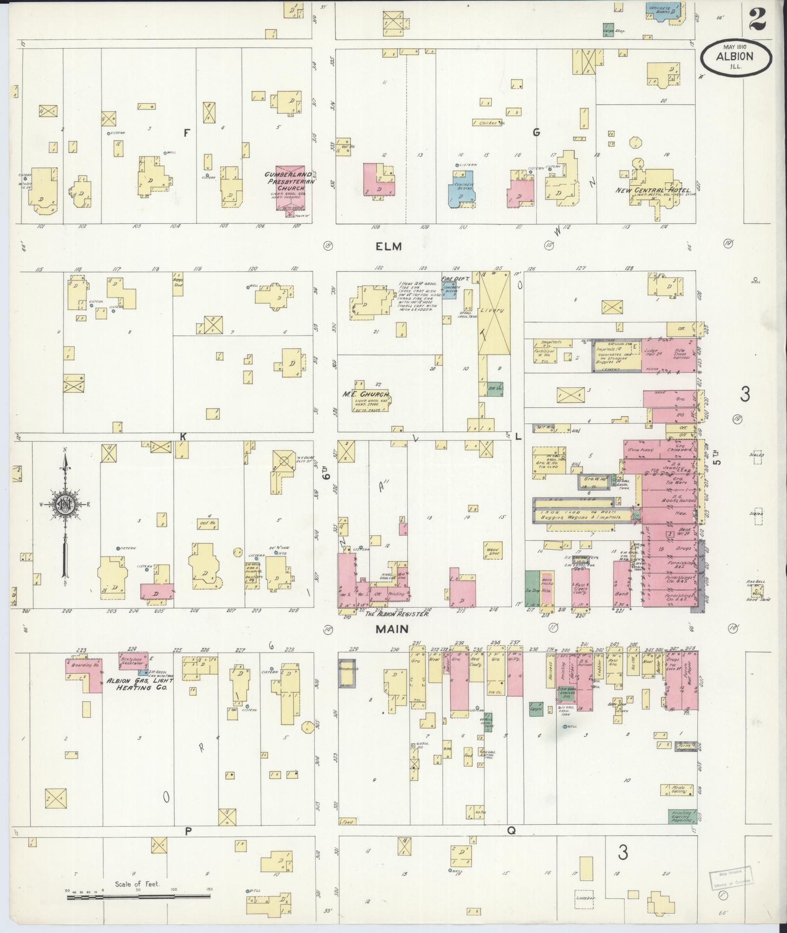 Sanborn Fire Insurance Map from Albion, Edwards County, Illinois (1910), Sheet #0002 - Complete Map Set gallery image, historic Sanborn map, vintage wall art, Illinois Illinois
