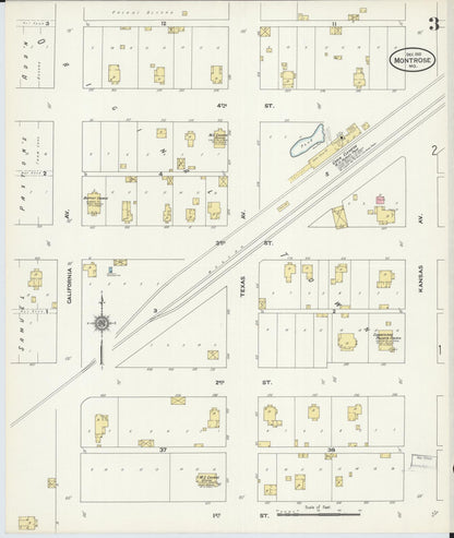Sanborn Fire Insurance Map from Montrose, Henry County, Missouri (1910), Sheet #0003 - Historic Sanborn Fire Insurance Map Print, vintage old map wall art, antique decor, genealogy gift, Missouri Missouri map