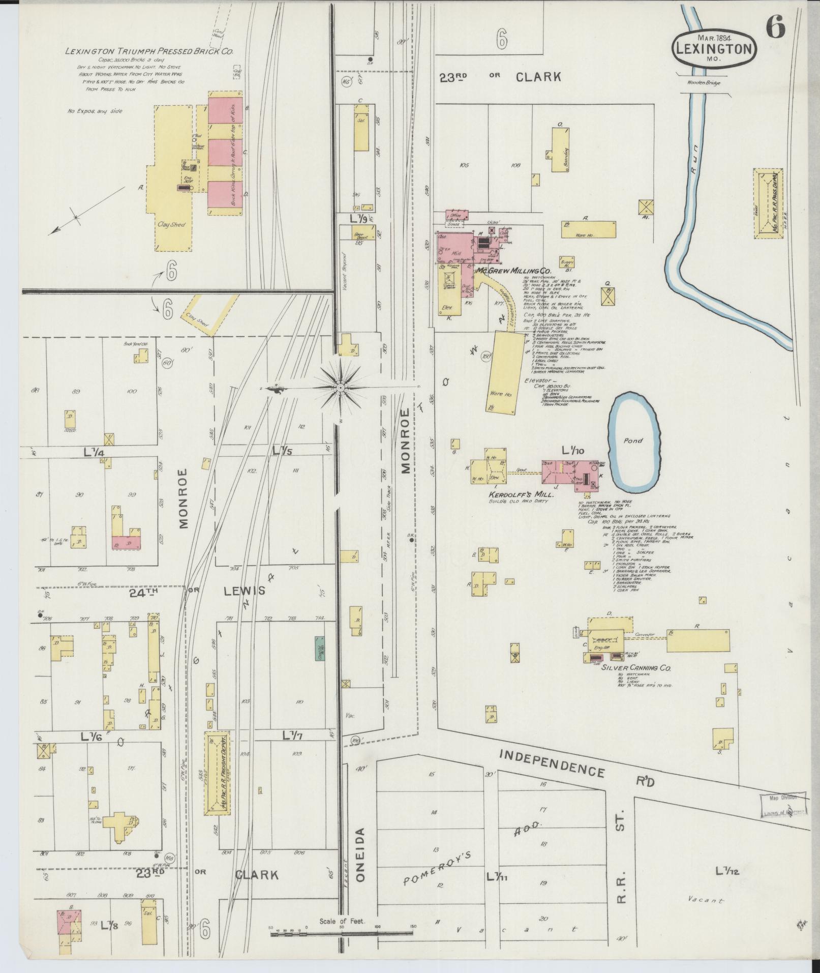 Sanborn Fire Insurance Map from Lexington, Lafayette County, Missouri (1894), Sheet #0006 - Historic Sanborn Fire Insurance Map Print, vintage old map wall art, antique decor, genealogy gift, Missouri Missouri map