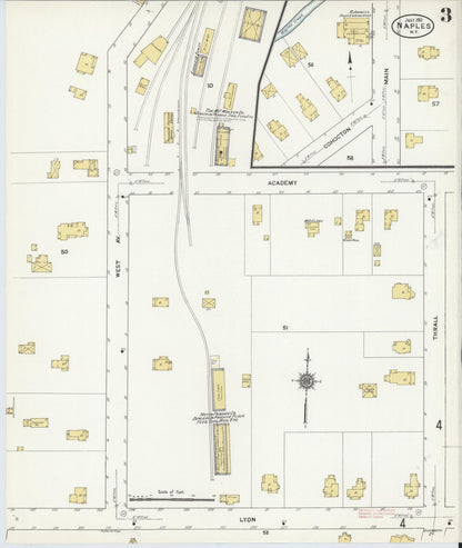 Sanborn Fire Insurance Map from Naples, Ontario County, New York (1911), Sheet #0003 - Complete Map Set gallery image, historic Sanborn map, vintage wall art, New York New York