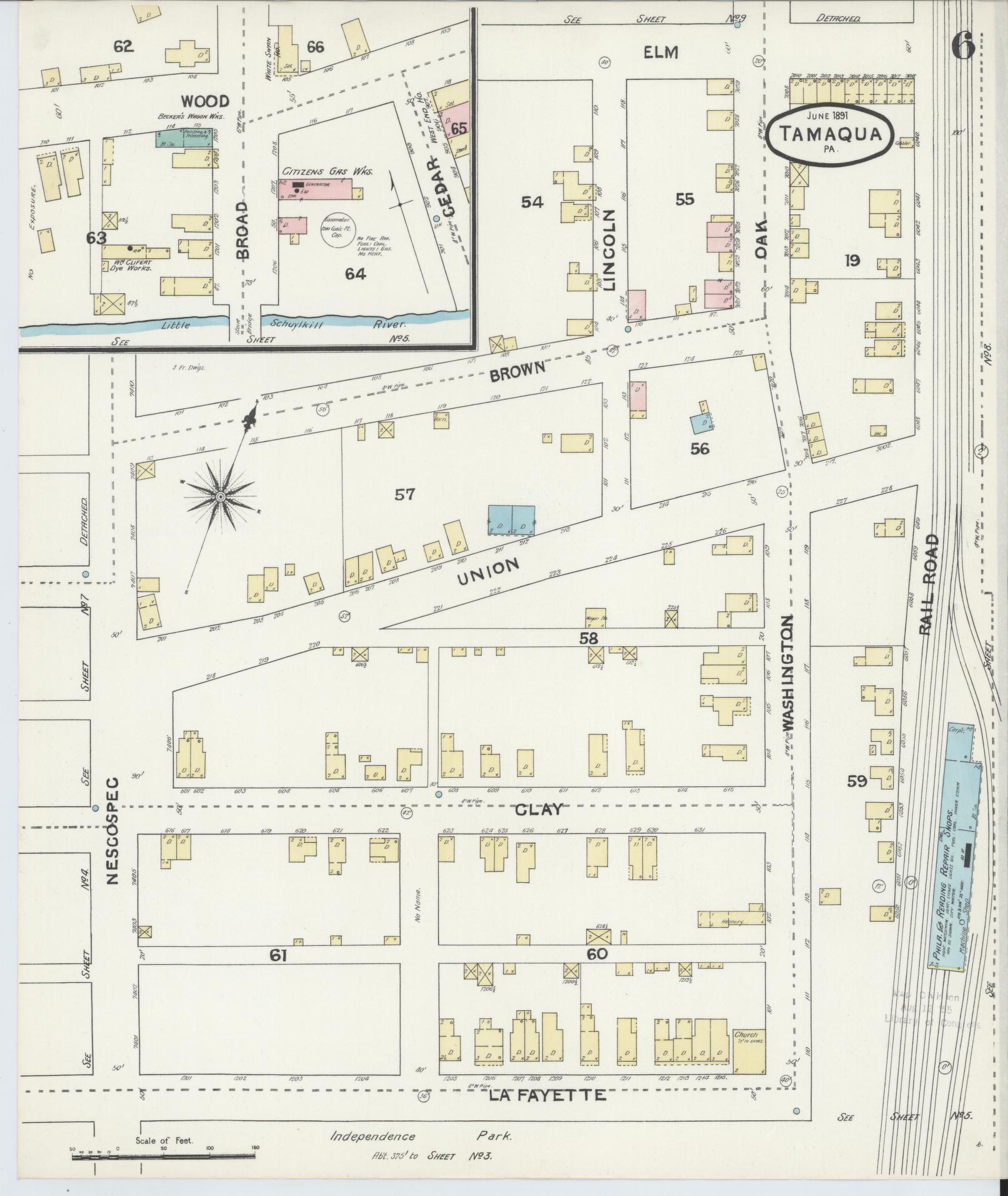 Sanborn Fire Insurance Map from Tamaqua, Schuylkill County, Pennsylvania (1891), Sheet #0006 - Complete Map Set gallery image, historic Sanborn map, vintage wall art, Pennsylvania Pennsylvania