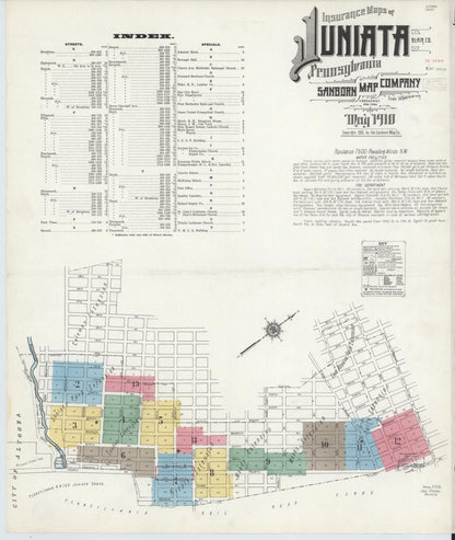Sanborn Fire Insurance Map from Juniata, Blair County, Pennsylvania (1910), Sheet #0001 - Complete Map Set gallery image, historic Sanborn map, vintage wall art, Pennsylvania Pennsylvania