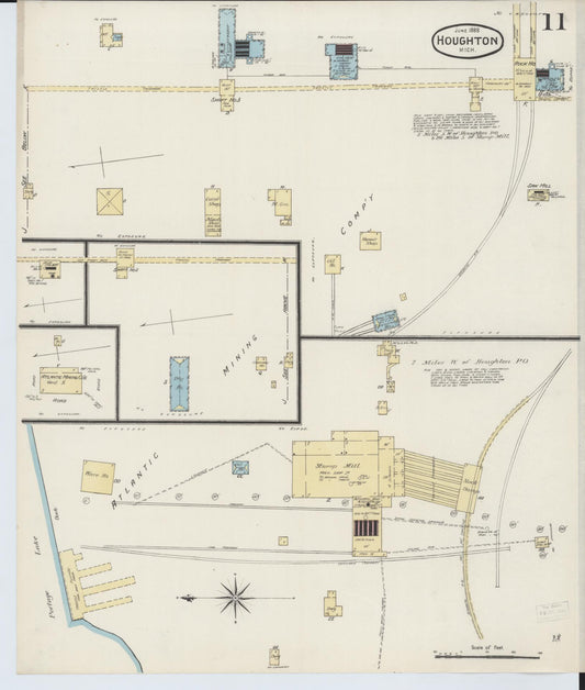 Sanborn Fire Insurance Map from Houghton, Houghton County, Michigan (1888), Sheet #0011 - Historic Sanborn Fire Insurance Map Print, vintage old map wall art, antique decor, genealogy gift, Michigan Michigan map