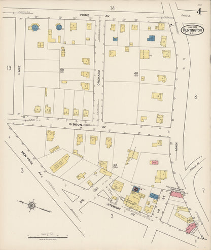 Sanborn Fire Insurance Map from Huntington, Suffolk County, New York (1922), Sheet #0004 - Complete Map Set gallery image, historic Sanborn map, vintage wall art, New York New York