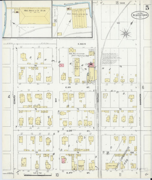 Sanborn Fire Insurance Map from Beardstown, Cass County, Illinois (1906), Sheet #0005 - Historic Sanborn Fire Insurance Map Print, vintage old map wall art, antique decor, genealogy gift, Illinois Illinois map