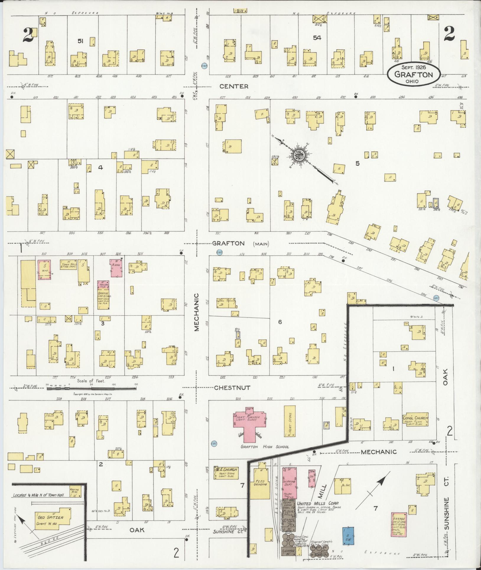 Sanborn Fire Insurance Map from Grafton, Lorain County, Ohio (1926), Sheet #0002 - Complete Map Set gallery image, historic Sanborn map, vintage wall art, Ohio Ohio