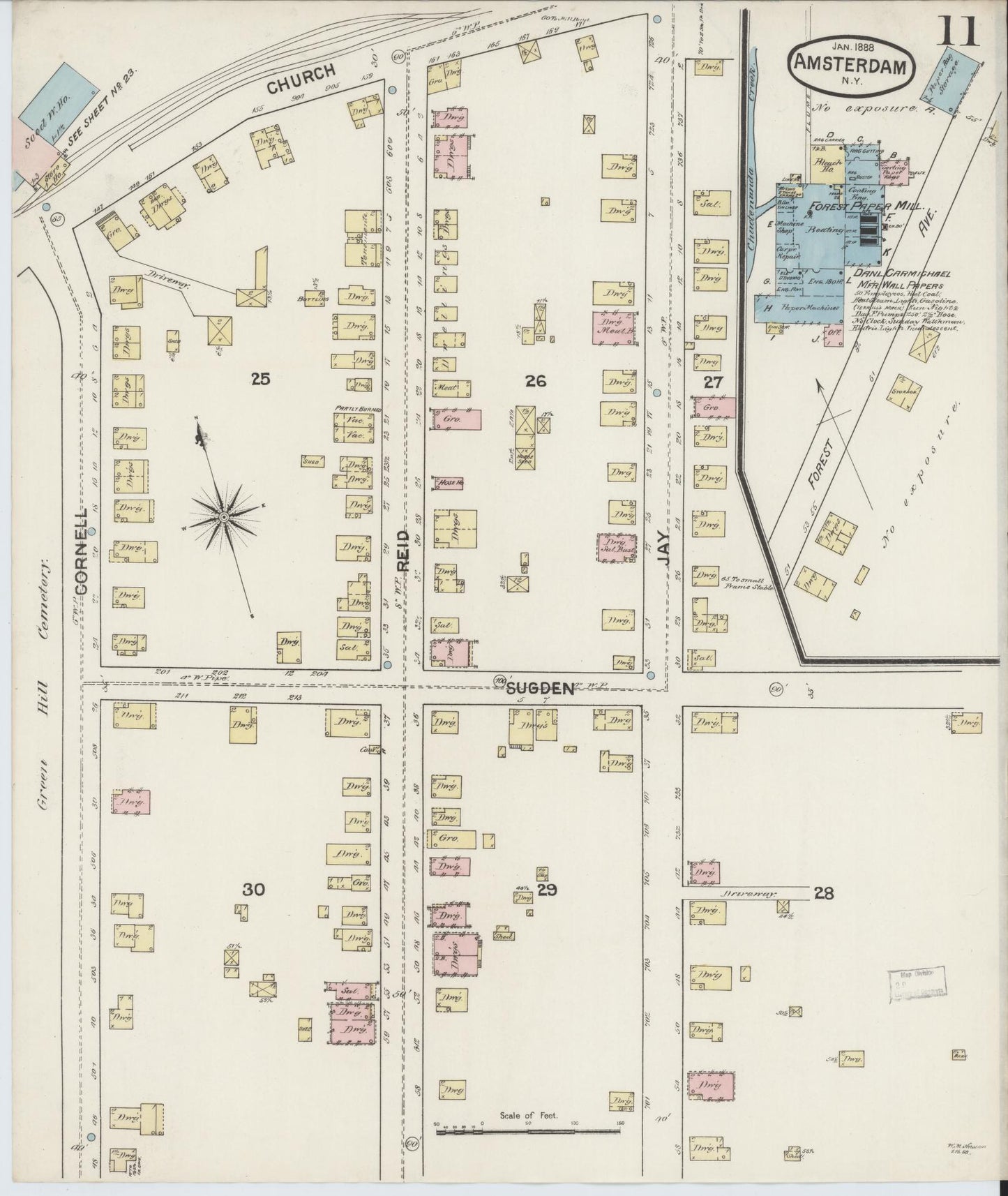 Sanborn Fire Insurance Map from Amsterdam, Montgomery County, New York (1888), Sheet #0011 - Complete Map Set gallery image, historic Sanborn map, vintage wall art, New York New York