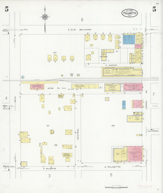 Sanborn Fire Insurance Map from Palmetto, Manatee County, Florida (1930), Sheet #0005 - Historic Sanborn Fire Insurance Map Print, vintage old map wall art, antique decor, genealogy gift, Florida Florida map