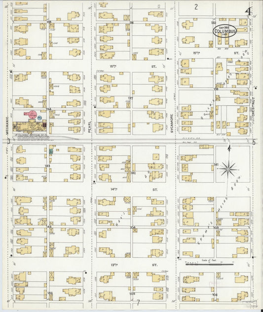 Sanborn Fire Insurance Map from Columbus, Bartholomew County, Indiana (1906), Sheet #0004 - Historic Sanborn Fire Insurance Map Print, vintage old map wall art, antique decor, genealogy gift, Indiana Indiana map