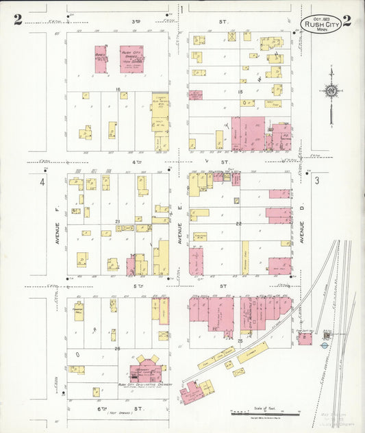 Sanborn Fire Insurance Map from Rush City, Chisago County, Minnesota (1923), Sheet #0002 - Historic Sanborn Fire Insurance Map Print, vintage old map wall art, antique decor, genealogy gift, Minnesota Minnesota map
