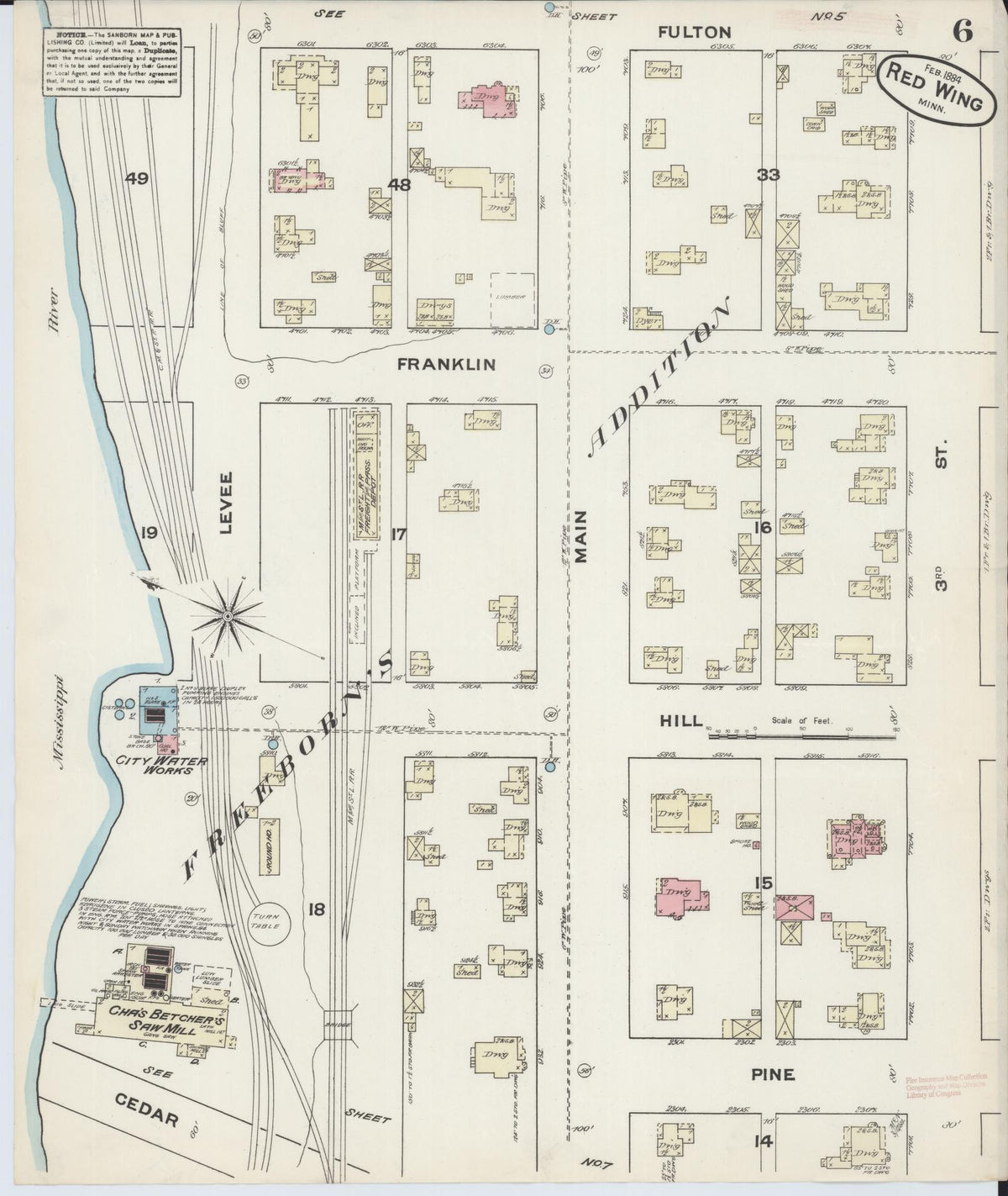 Sanborn Fire Insurance Map from Red Wing, Goodhue County, Minnesota (1884), Sheet #0006 - Complete Map Set gallery image, historic Sanborn map, vintage wall art, Minnesota Minnesota